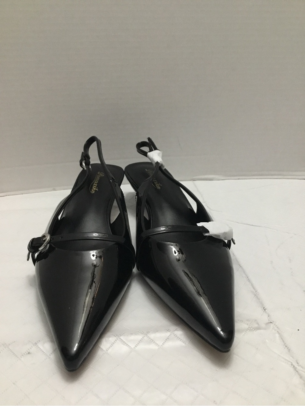 Romoxikn Black Patent Pointed Toe Slingback Flats‎ Womens Size 8 NWT